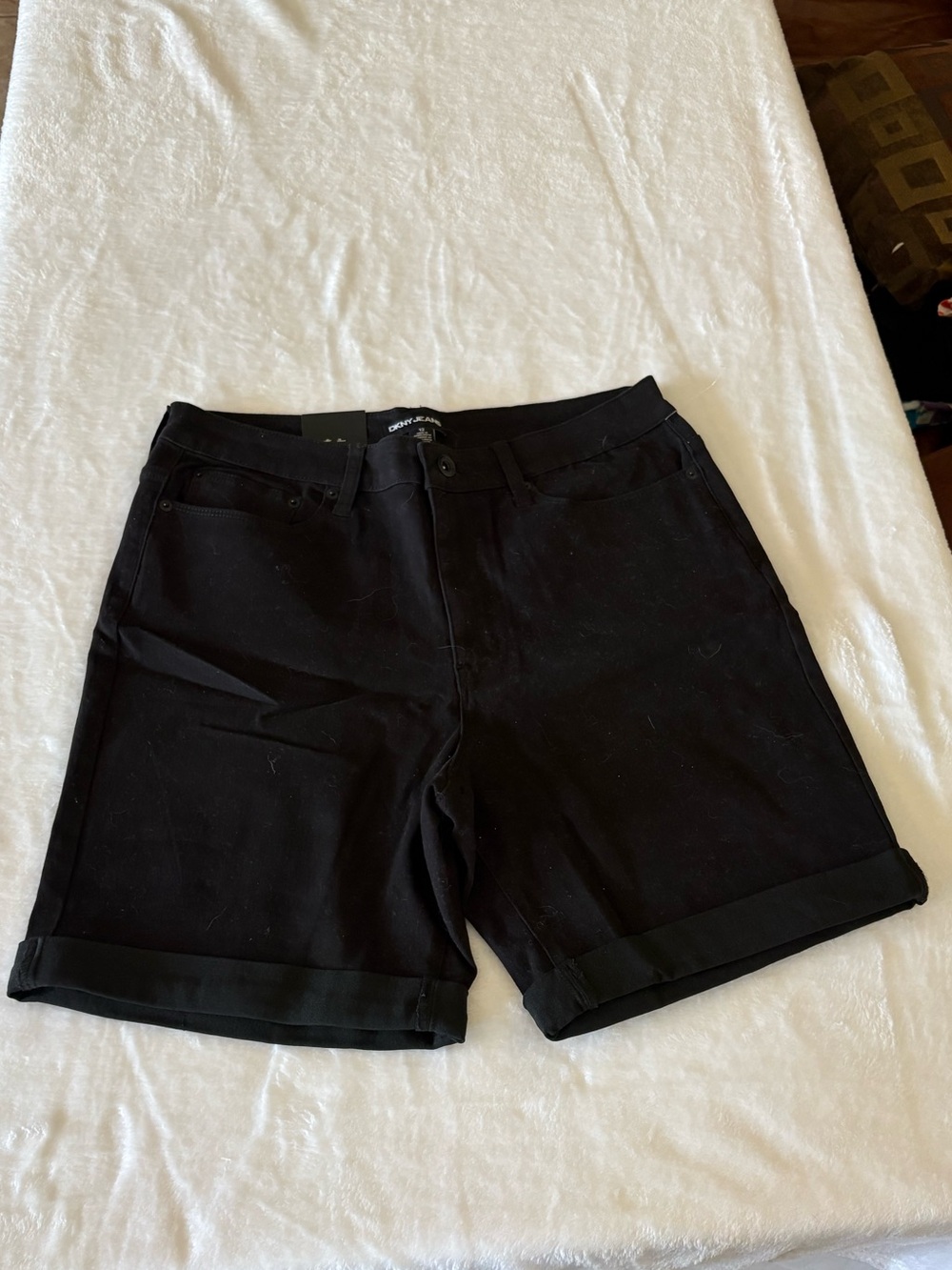 DKNY Jeans Black Rolled-Hem Bermuda Shorts (New)